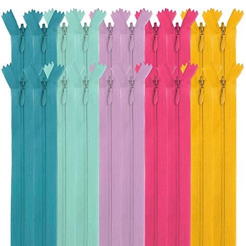 MARARDI [Packung 20] Unsichtbaren Reißverschlüssen [Mehrfarbig] Nylon [22 cm] Nähen und Basteln zum Kleidung Taschen Stoff für Nähmaschine Patchwork Plastik Baumwolle Zipper mit Metallreißverschluss von MARARDI