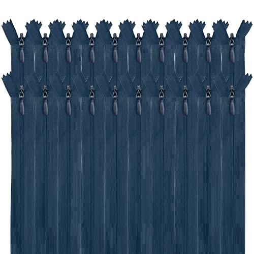 MARARDI [Packung 20] Unsichtbaren Reißverschlüssen [Navy Blau] Nylon [22 cm] Nähen und Basteln zum Kleidung Taschen Stoff für Nähmaschine Patchwork Plastik Baumwolle Zipper mit Metallreißverschluss von MARARDI