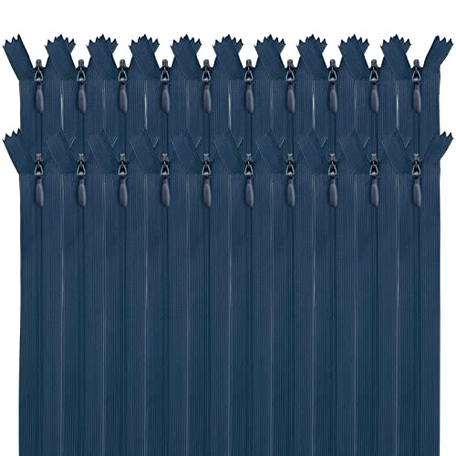 MARARDI [Packung 20] Unsichtbaren Reißverschlüssen [Navy Blau] Nylon [30 cm] Nähen und Basteln zum Kleidung Taschen Stoff für Nähmaschine Patchwork Plastik Baumwolle Zipper mit Metallreißverschluss von MARARDI