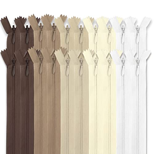 MARARDI [Packung 20] Unsichtbaren Reißverschlüssen [Nude] Nylon [30 cm] Nähen und Basteln zum Kleidung Taschen Stoff für Nähmaschine Patchwork Plastik Baumwolle Zipper mit Metallreißverschluss von MARARDI