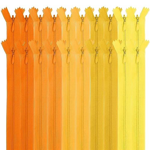 MARARDI [Packung 20] Unsichtbaren Reißverschlüssen [Orangen] Nylon [15 cm] Nähen und Basteln zum Kleidung Taschen Stoff für Nähmaschine Patchwork Plastik Baumwolle Zipper mit Metallreißverschluss von MARARDI
