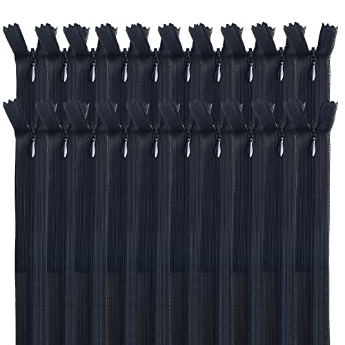 MARARDI [Packung 20] Unsichtbaren Reißverschlüssen [Schwarz] Nylon [22 cm] Nähen und Basteln zum Kleidung Taschen Stoff für Nähmaschine Patchwork Plastik Baumwolle Zipper mit Metallreißverschluss von MARARDI