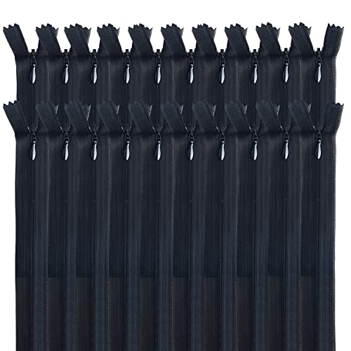 MARARDI [Packung 20] Unsichtbaren Reißverschlüssen [Schwarz] Nylon [35 cm] Nähen und Basteln zum Kleidung Taschen Stoff für Nähmaschine Patchwork Plastik Baumwolle Zipper mit Metallreißverschluss von MARARDI