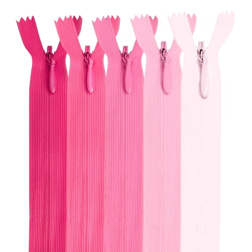 MARARDI [Packung 5] Unsichtbaren Reißverschlüssen [Rosen] Nylon [12 cm] Nähen und Basteln zum Kleidung Taschen Stoff für Nähmaschine Patchwork Plastik Baumwolle Zipper mit Metallreißverschluss von MARARDI