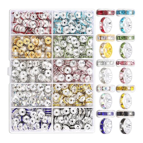 600/720/900 Stück Strass-Abstandshalter, 8 mm, glitzernde Rondelle-Abstandshalter, flache runde Perlen für Armbänder, Schmuckherstellung 600/720/900 Stück Strass-Abstandshalter, 8 mm, glitzernde Rondelle-Abstandshalter, flache runde Perlen für Armbänder, Schmuckherstellung von MARCBUSE