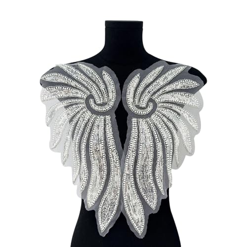 Wiederverwendbare Perlen-Nähflügel, bestickt mit metallischen Pailletten, ideal für formelle Anlässe, Abendkleider, Brautschmuck, Brustdekoration Wiederverwendbare Perlen-Nähflügel, bestickt mit metallischen Pailletten, ideal für formelle Anlässe, Abendkleider, Brautschmuck, Brustdekoration von MARCBUSE