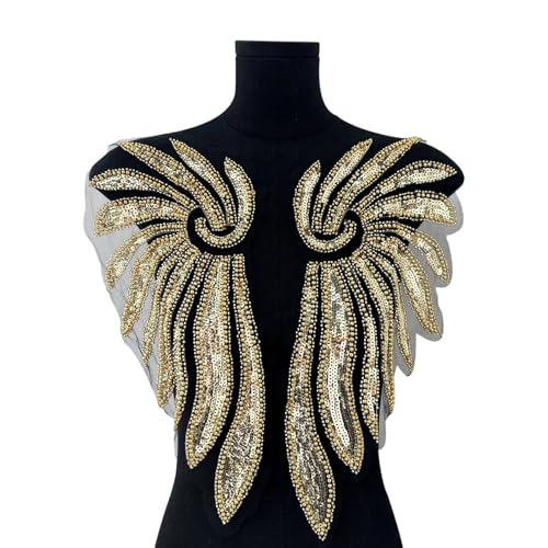 Wiederverwendbare Perlen-Nähflügel, bestickt mit metallischen Pailletten, ideal für formelle Anlässe, Abendkleider, Brautschmuck, Brustdekoration Wiederverwendbare Perlen-Nähflügel, bestickt mit metallischen Pailletten, ideal für formelle Anlässe, Abendkleider, Brautschmuck, Brustdekoration von MARCBUSE