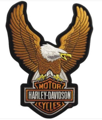 Aufnäher Harley Davidson, Modell: Upwing Eagle, Aufnäher, Bügelbild, Stickerei, 10 cm x 7,5 cm, Replik von MAREL