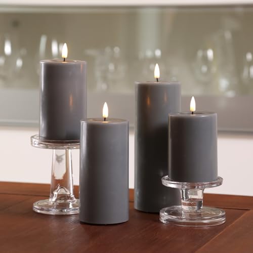 LED Kerzen Deluxe Homeart 4er Set LED Echtwachskerzen mit Fernbedienung und Batterien (grau) von MARELIDA
