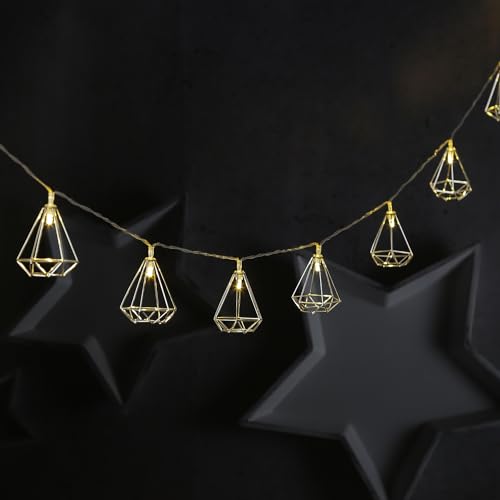 LED Lichterkette DIAMANT - 10 kleine beleuchtete Diamanten - Batterie - L: 1,6m - silber LED Lichterkette DIAMANT - 10 kleine beleuchtete Diamanten - Batterie - L: 1,6m - silber von MARELIDA