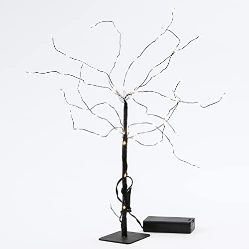 LED Mini Baum - Dekoleuchte - 60 warmweiße LED - Batteriebetrieb - LED Leuchtbaum schwarz von MARELIDA