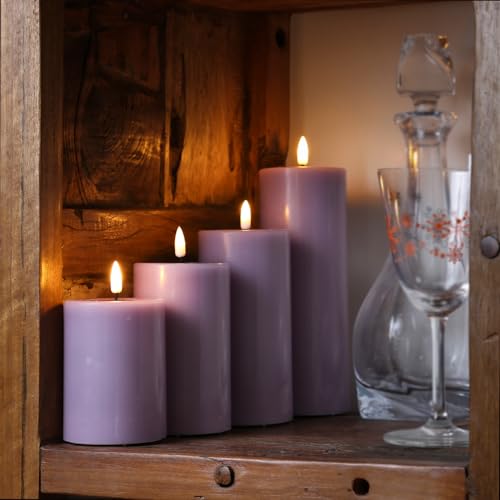 MARELIDA LED Kerzen Deluxe Homeart 4er Set LED Echtwachskerzen mit Fernbedienung und Batterien (flieder) von MARELIDA