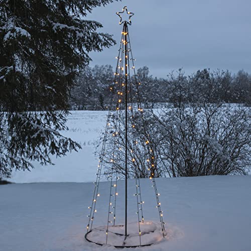 MARELIDA LED Lichterbaum mit Sternspitze - 170 warmweiße LED - 17 funkelnde LED - H.: 210cm - für Außen von MARELIDA