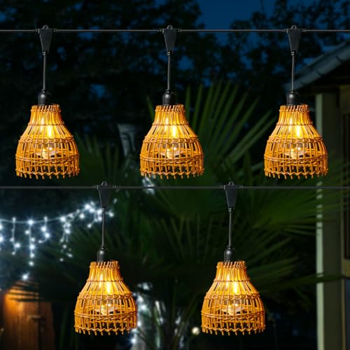 MARELIDA LED Outdoor Lichterkette BOHO Stil Party Deko Lichterkette mit 5 beleuchtenen Lampenschirmen in Korboptik für Außen Garten Balkon Terrase koppelbar MARELIDA LED Outdoor Lichterkette BOHO Stil Party Deko Lichterkette mit 5 beleuchtenen Lampenschirmen in Korboptik für Außen Garten Balkon Terrase koppelbar von MARELIDA