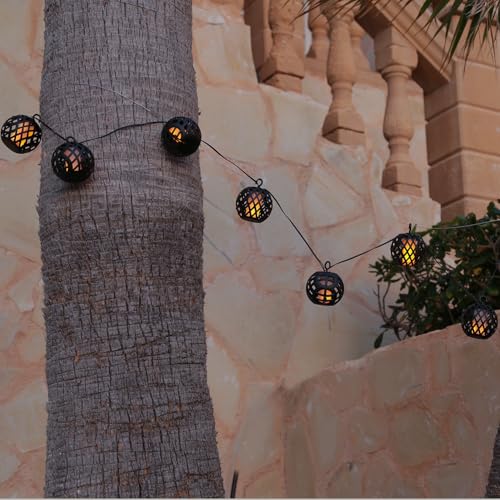 MARELIDA LED Solar Lichterkette Feuerball 8 Kugeln mit Flammeneffekt Leuchtkugeln mit Effektbeleuchtung für Innen und Außen (Solarbetrieben) von MARELIDA