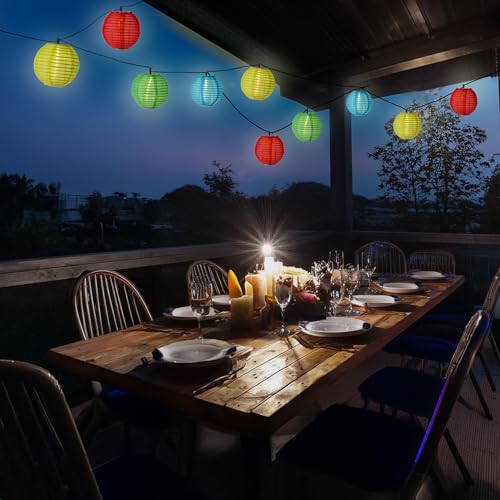 MARELIDA LED Solar Lichterkette Lampion für Außen Garten Balkon Terrasse Lampionkette mit 10 bunten Lampions 4,5m 8 Modi Outdoor Lichterkette Girlande Solarbeleuchtung (bunt (blau, gelb, grün, rot)) MARELIDA LED Solar Lichterkette Lampion für Außen Garten Balkon Terrasse Lampionkette mit 10 bunten Lampions 4,5m 8 Modi Outdoor Lichterkette Girlande Solarbeleuchtung (bunt (blau, gelb, grün, rot)) von MARELIDA