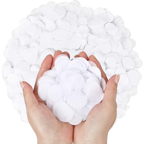 MARFOREVER 18000 Stück 2,5 cm weißes rundes Seidenpapier-Konfetti, 150 g Papier-Konfetti, Hochzeit, Geburtstag, Ballon, Party, Streutischstreusel für Feiern, Babypartys, Dekorationen MARFOREVER 18000 Stück 2,5 cm weißes rundes Seidenpapier-Konfetti, 150 g Papier-Konfetti, Hochzeit, Geburtstag, Ballon, Party, Streutischstreusel für Feiern, Babypartys, Dekorationen von MARFOREVER