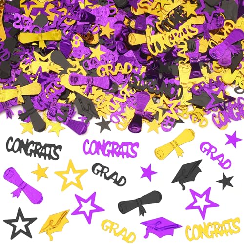 MARFOREVER Abschluss-Konfetti-Dekorationen, 2025 Schwarz Gold Lila Party Tischkonfetti für 2025 Abschlussfeier Thema Events Klasse 2025 Supplies Congrats Grad 2025 Party Dekorationen MARFOREVER Abschluss-Konfetti-Dekorationen, 2025 Schwarz Gold Lila Party Tischkonfetti für 2025 Abschlussfeier Thema Events Klasse 2025 Supplies Congrats Grad 2025 Party Dekorationen von MARFOREVER