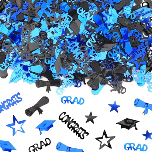 MARFOREVER Abschluss-Konfetti-Dekorationen, 2025 schwarz-blaues Party-Tischkonfetti für 2025 Themenveranstaltungen, Klasse 2025, Zubehör, Congrats Grad 2025, Abschlussfeier, Party-Dekorationen von MARFOREVER