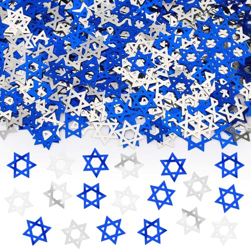 MARFOREVER Davidstern Glitzerstern-Konfetti, Tischdekoration, Metallic-Folie, Konfetti, blau, silber, Chanukka, Streusel, Pailletten, Streuung für jüdische Festivalbedarf MARFOREVER Davidstern Glitzerstern-Konfetti, Tischdekoration, Metallic-Folie, Konfetti, blau, silber, Chanukka, Streusel, Pailletten, Streuung für jüdische Festivalbedarf von MARFOREVER