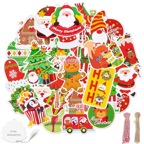 MARFOREVER Geschenkanhänger Weihnachten, 100 Stück Weihnachtsanhänger Etiketten Weihnachten mit Seil Geschenkanhänger für Weihnachtsgeschenke Weihnachtsbäume Dekoration MARFOREVER Geschenkanhänger Weihnachten, 100 Stück Weihnachtsanhänger Etiketten Weihnachten mit Seil Geschenkanhänger für Weihnachtsgeschenke Weihnachtsbäume Dekoration von MARFOREVER
