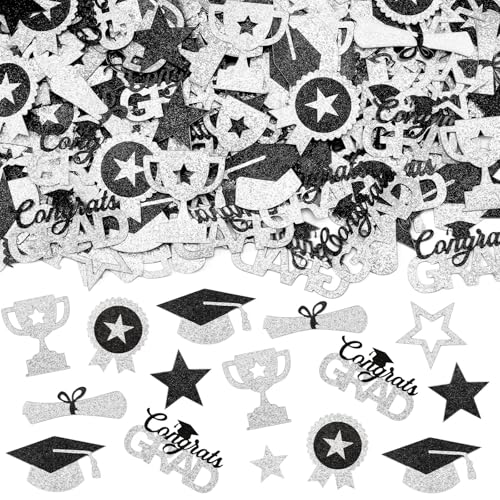 MARFOREVER Glitzer-Konfetti-Dekorationen, Klasse 2025, Schwarz / Silber, Congrats Grade Tischkonfetti 2025, Abschlussfeier, Tischdekoration für Abschlussfeier 2025 MARFOREVER Glitzer-Konfetti-Dekorationen, Klasse 2025, Schwarz / Silber, Congrats Grade Tischkonfetti 2025, Abschlussfeier, Tischdekoration für Abschlussfeier 2025 von MARFOREVER