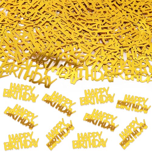 MARFOREVER Goldenes Happy Birthday-Glitzerkonfetti, Tischkonfetti aus metallischer Folie für Geburtstagspartys, goldene Geburtstagstorte, Tischdekoration für Geburtstagspartys für Erwachsene MARFOREVER Goldenes Happy Birthday-Glitzerkonfetti, Tischkonfetti aus metallischer Folie für Geburtstagspartys, goldene Geburtstagstorte, Tischdekoration für Geburtstagspartys für Erwachsene von MARFOREVER