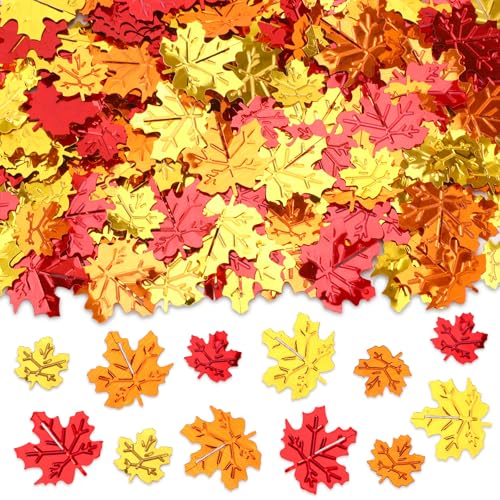 MARFOREVER Herbst-Glitzer-Konfetti, Thanksgiving Metallfolie Ahornblätter, Herbst-Party-Dekorationen, Streu-Pailletten, Konfetti-Streusel für Thanksgiving-Tischbedarf von MARFOREVER
