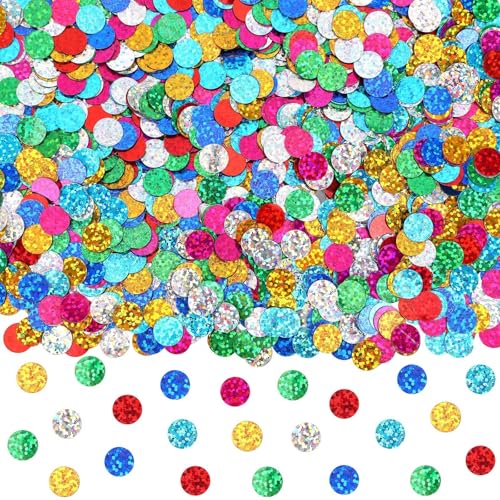 MARFOREVER Konfetti Rund, Bunt Glitzer Konfetti Faschingsdeko Tisch Metallisch Folie Party Streudeko Geburtstag Konfetti für Hochzeit Karnevalsdeko Silvester Weihnachten von MARFOREVER