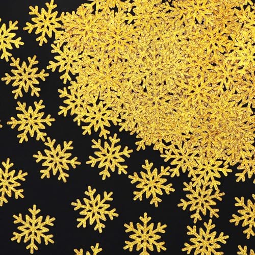 MARFOREVER Weihnachtsschneeflocken-Glitzerkonfetti, goldenes Schneeflocken-Papier-Konfetti, Schneestreusel, Winterwunderland, Party, Tischdekoration, Hochzeitsbedarf, Dekorationen von MARFOREVER