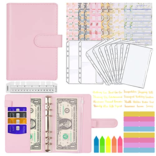 Budget Planner A6, MARICATO 29-Stück Binder Budget Notizbuch Geld Organizer Sparbuch, Bugetplaner Haushaltsbuch mit Geldfächer, Cash Stuffing Money Organizer mit Folien, Geld Sparen Mappe-Rosa von MARICATO