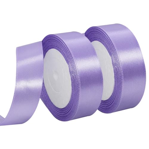 MARTCATO Satinband Lavendel 2 Rollen, 20 mm Breit Schleifenband Lavendel Dekoband, 46 Meters Geschenkband Breit Schleifenband Hochzeit Taufe Geschenkverpackung Deko Party Geburtstag Band von MARICATO