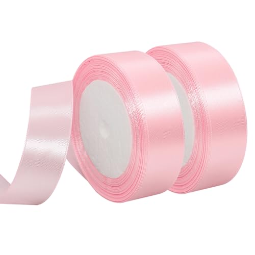 MARTCATO Satinband Rosa 2 Rollen, 20 mm Breit Schleifenband Rosa Dekoband, 46 Meters Geschenkband Breit Schleifenband Hochzeit Taufe Geschenkverpackung Bastelarbeiten Deko Party Geburtstag Band von MARICATO