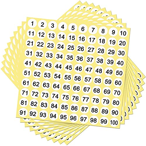 MARKELL 100 Blatt mit Zahlenstickern 1 – 100 Zahlen, runde Aufkleber, 0,4 Zoll, kleine selbstklebende Nummernstempel für das Büro MARKELL 100 Blatt mit Zahlenstickern 1 – 100 Zahlen, runde Aufkleber, 0,4 Zoll, kleine selbstklebende Nummernstempel für das Büro von MARKELL
