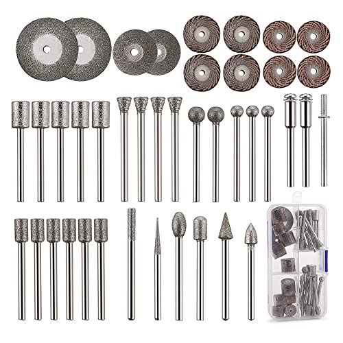 MARKELL 43-teiliges Stein-Skulptur-Set, 26 Diamantfräser, 10 Turbinen, 4 Diamantschleifscheiben, 3 Bohrfutter aus Metall, rotierende Polierwerkzeuge von MARKELL
