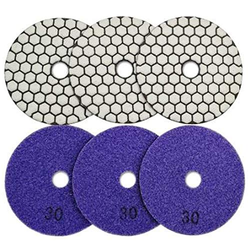 MARKELL 6 Stück Serie 100 mm Körnung 30 Diamant Polierpads Trocken Harz Bond Flexible Trocken Schleifscheibe für Keramikmarmor von MARKELL