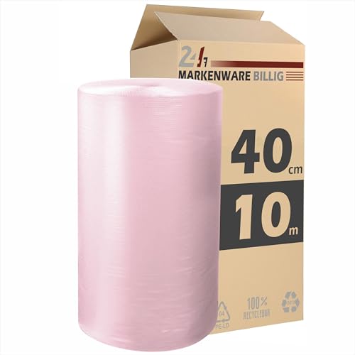 Luftpolsterfolie kleine Rolle 40cm x 10m Noppenfolie - Bubble Wrap Verpackungsmaterial - Polster - Pack - & Verpackungsfolie (1x 40cm x 10m) von MARKENWARE BILLIG
