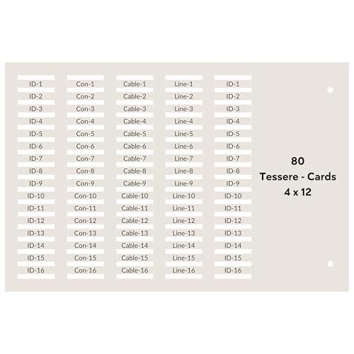 MarketConnect Card Kabelmarkierungen 4x12 mm • PVC FLAT 0,5 mm • 4000 Stück (80×50 Karte) • Für Flachtuben 0,5 mm • Kompatibel zu Code 42091B Cembre • Weiß von MARKETCONNECT