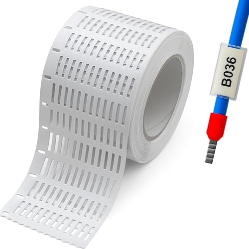 MarketConnect Rolle Kabelmarkierungen 4 x 10 mm • PVC Flat 0,4 mm • 16356 Stück • Für Flachröhren 0,5 mm • Kompatibel zu Code 44090B Cembre • Weiß von MARKETCONNECT