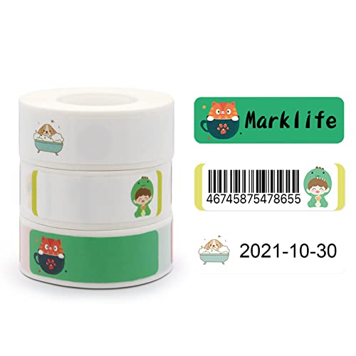 MARKLIFE Thermodrucker Papierrolle - Kleines Druckpapier, Selbstklebendes Thermopapier für MARKLIFE P11 Bluetooth Beschriftungsgerät, 3 Rollen (Tiere-Etiketten) von MARKLIFE