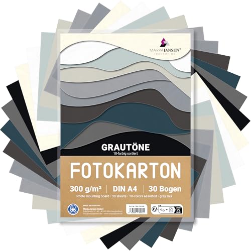MarpaJansen Fotokarton 10 Grauton Farben, DIN A4, 30 Bogen, 300 g/qm MarpaJansen Fotokarton 10 Grauton Farben, DIN A4, 30 Bogen, 300 g/qm von MARPAJANSEN