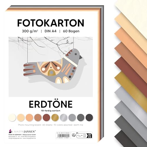 MarpaJansen Fotokarton Erdtöne DIN A4 zum Basteln & Gestalten | 60 Bogen in 10 Farben, 300 g/qm² stabile Pappe | ideal für Karten & DIY Projekte MarpaJansen Fotokarton Erdtöne DIN A4 zum Basteln & Gestalten | 60 Bogen in 10 Farben, 300 g/qm² stabile Pappe | ideal für Karten & DIY Projekte von MARPAJANSEN