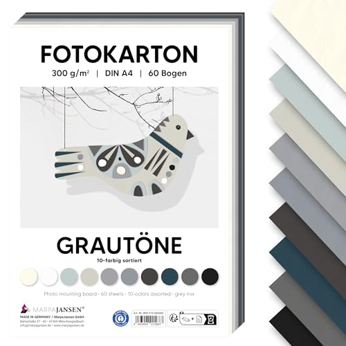 MarpaJansen Fotokarton Grau DIN A4 zum Basteln & Gestalten | 60 Bogen in 10 Farben, 300 g/qm² stabile Pappe | Blauer Engel zertifiziert, ideal für Karten & DIY Projekte MarpaJansen Fotokarton Grau DIN A4 zum Basteln & Gestalten | 60 Bogen in 10 Farben, 300 g/qm² stabile Pappe | Blauer Engel zertifiziert, ideal für Karten & DIY Projekte von MARPAJANSEN