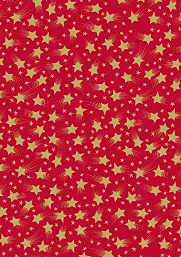 MarpaJansen Transparentpapier - Design-Transparentpapier - (DIN A4, 10 Bogen, 115 g/m²) - Sternenzauber rot / gold von MARPAJANSEN