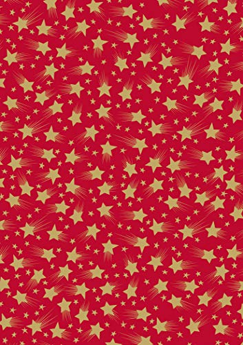 MarpaJansen Transparentpapier - Design-Transparentpapier - (DIN A4, 10 Bogen, 115 g/m²) - Sternenzauber rot / gold von MARPAJANSEN