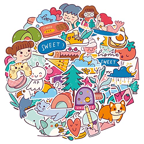 MARSFORCE Vsco Kawaii Stil Aufkleber, Süße Wasserdicht Vinyl Sticker Set für Laptop Wasserflasche Skateboard Reisekoffer Gepäck Gitarre Scrapbook Handy Pad [50 Stück] von MARSFORCE