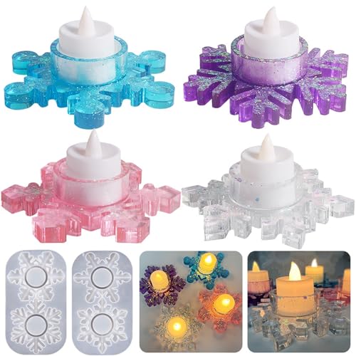 MARUKO 2 Stück Silikonform für Weihnachten, Schneeflocken Gießform Kerzenhalter, Epoxidharz Formen, Kerzenständer Gießformen Resin für Kerze Home Decor DIY MARUKO 2 Stück Silikonform für Weihnachten, Schneeflocken Gießform Kerzenhalter, Epoxidharz Formen, Kerzenständer Gießformen Resin für Kerze Home Decor DIY von MARUKO