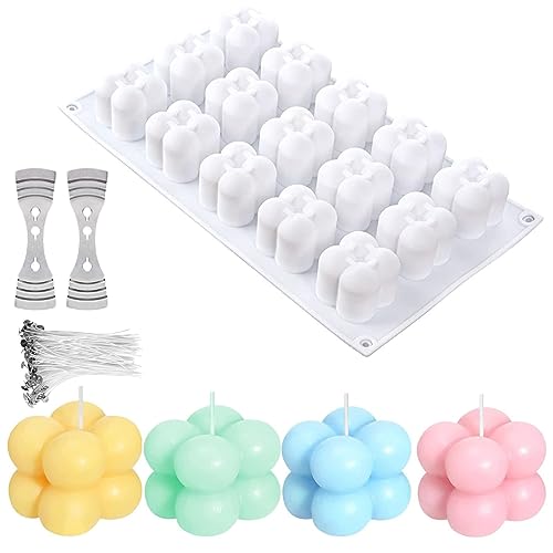 MARUKO Kerzengießform, Bubble Kerzenform, 15 HohlräUme Bubble Kerzenform, Kerzen Silikonform mit 100pcs Kerze Dochte und 2pcs Edelstahl Dochte Halter, DIY-Craft-Kerzen-Dekorationswerkzeuge MARUKO Kerzengießform, Bubble Kerzenform, 15 HohlräUme Bubble Kerzenform, Kerzen Silikonform mit 100pcs Kerze Dochte und 2pcs Edelstahl Dochte Halter, DIY-Craft-Kerzen-Dekorationswerkzeuge von MARUKO