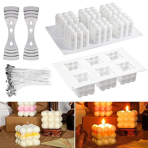 MARUKO Kerzengießform, Bubble Kerzenform, 6 HohlräUme Bubble Kerzenform, Kerzen Silikonform mit 100pcs Kerze Dochte und 2pcs Edelstahl Dochte Halter, DIY-Craft-Kerzen-Dekorationswerkzeuge MARUKO Kerzengießform, Bubble Kerzenform, 6 HohlräUme Bubble Kerzenform, Kerzen Silikonform mit 100pcs Kerze Dochte und 2pcs Edelstahl Dochte Halter, DIY-Craft-Kerzen-Dekorationswerkzeuge von MARUKO