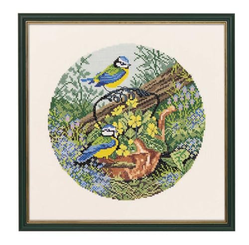 MARUSSIA Eva Rosenstand Kreuzstich Set Blaumeise/Kessel, Zählmuster, 30x30cm von MARUSSIA